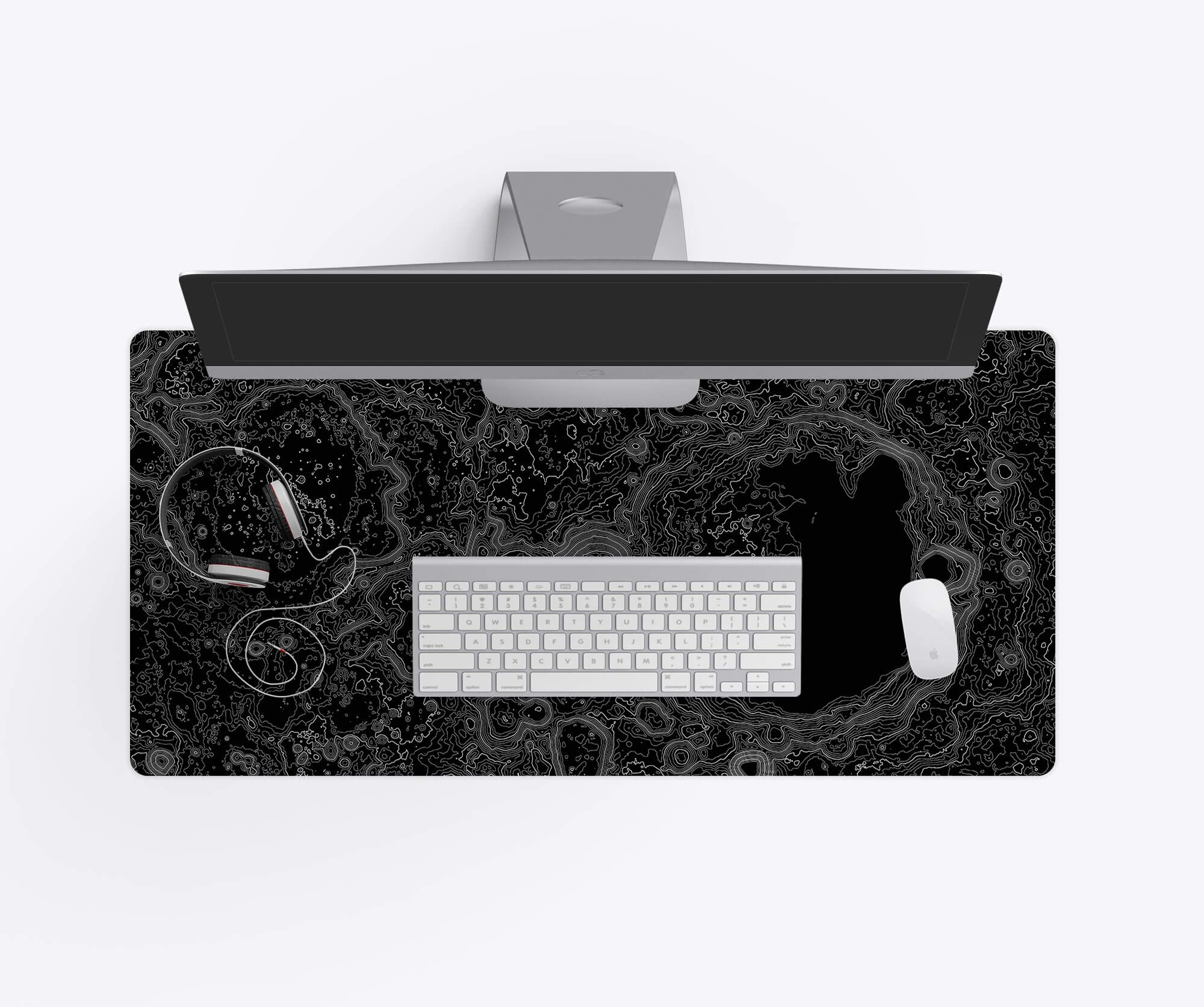 Moon Topographic Desk Mat, Black Desk Pad, Gaming Mousepad – Love Desk Mats